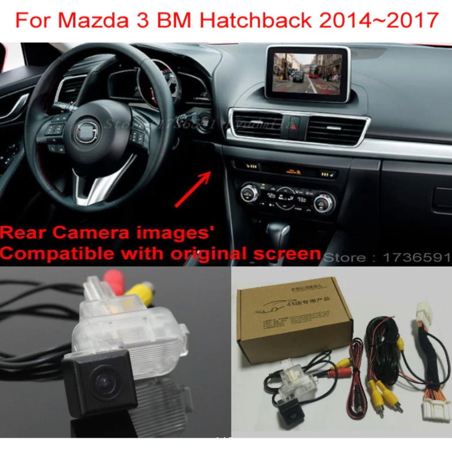 Камера заднего вида Mazda 3 2014-2018 хэтчбек (комплект подключения)