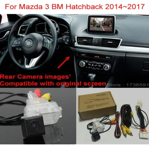 Камера заднего вида Mazda 3 2014-2018 хэтчбек (комплект подключения)